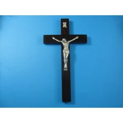 Krzyż drewniany ciemny mahoń na ścianę  40 cm